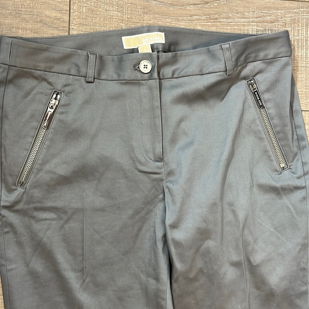 Michael Kors gray ankle dress pants with pockets and zipper single button zip 4